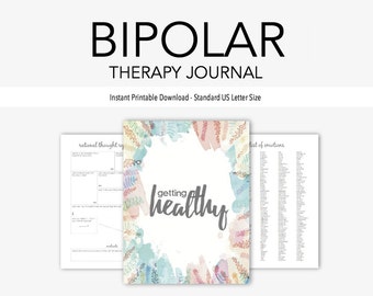 Bipolar Disorder Therapy Journal: Mental Health, Depression, Anxiety, Mood Swings, Manic, Depressive, Instant Printable Download
