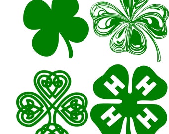 Shamrock set of 4 St Patricks Day 4H Clover SVG Vector File
