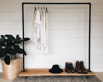 Live Edge Cedar Industrial Pipe Clothing Rack