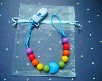 Rainbow Pacifier clip // Dummy clip // Silicone Pacifier Clip // Dummy chain // Pacifier holder // Silicone teether
