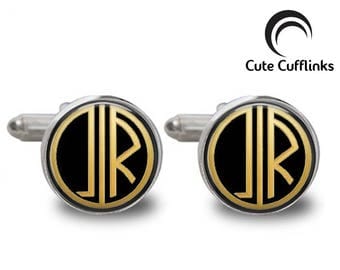 Great Gatsby Style Cufflinks, Custom Personalized Cufflinks, Monogram Cufflinks, Wedding Cufflinks, Initial Cufflinks, Groom Cufflinks