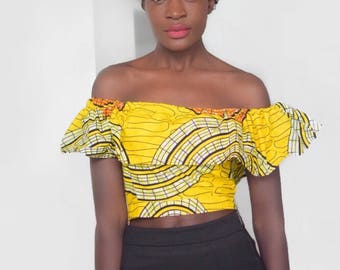 Ankara off shoulder top, Ankara crop top, Off shoulder top, Printed crop top, African prints top, Crop top, kitenge top, summer top, Ankara