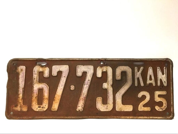 1925 Kansas License Plate KAN 25 167 732 by AmericanAntique