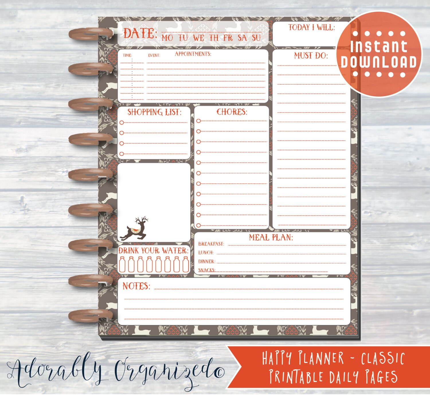 happy planner printable daily planner refills inserts 7 x