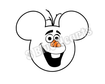 Olaf Mickey Head SVG dxf pdf Studio, Olaf Mickey Head, Frozen Mickey Head, Olaf SVG dxf pdf Studio, Disney SVG dxf pdf studio, Frozen