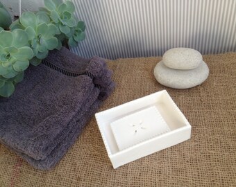 Elegant two parts handmade white ceramic soap dish