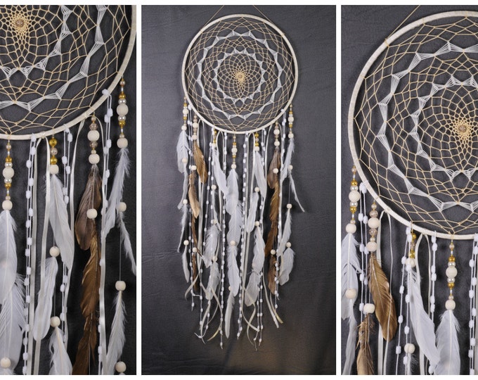 Dreamcatcher Beige Decor champagne Dream Catcher cream Dreamcatcher vanilla Dream сatcher dreamcatcher boho dreamcatcher wall decor handmade