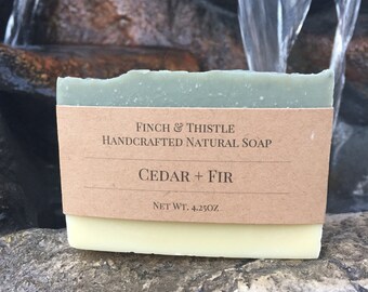 Cedar + Fir Soap, Natural Soap, Vegan Soap, Palm Free Soap, Handmade Soap, Cold Process Soap