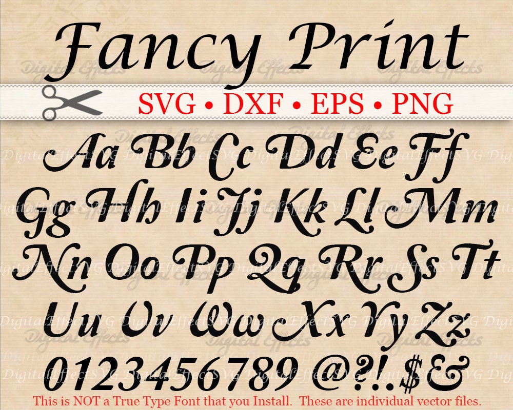 Download FANCY Print SVG Scroll Font Retro Script Monogram Svg Dxf