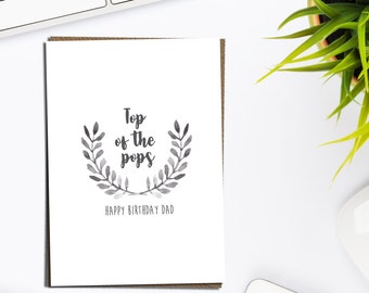 Dad birthday card, birthday card for dad, happy birthday dad, top of the pops