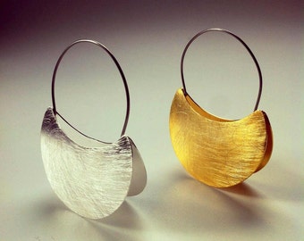 African jewelry, dangle earrings made with silver ang gold, african earrings for woman, ethnic sterling silver hoop earrings