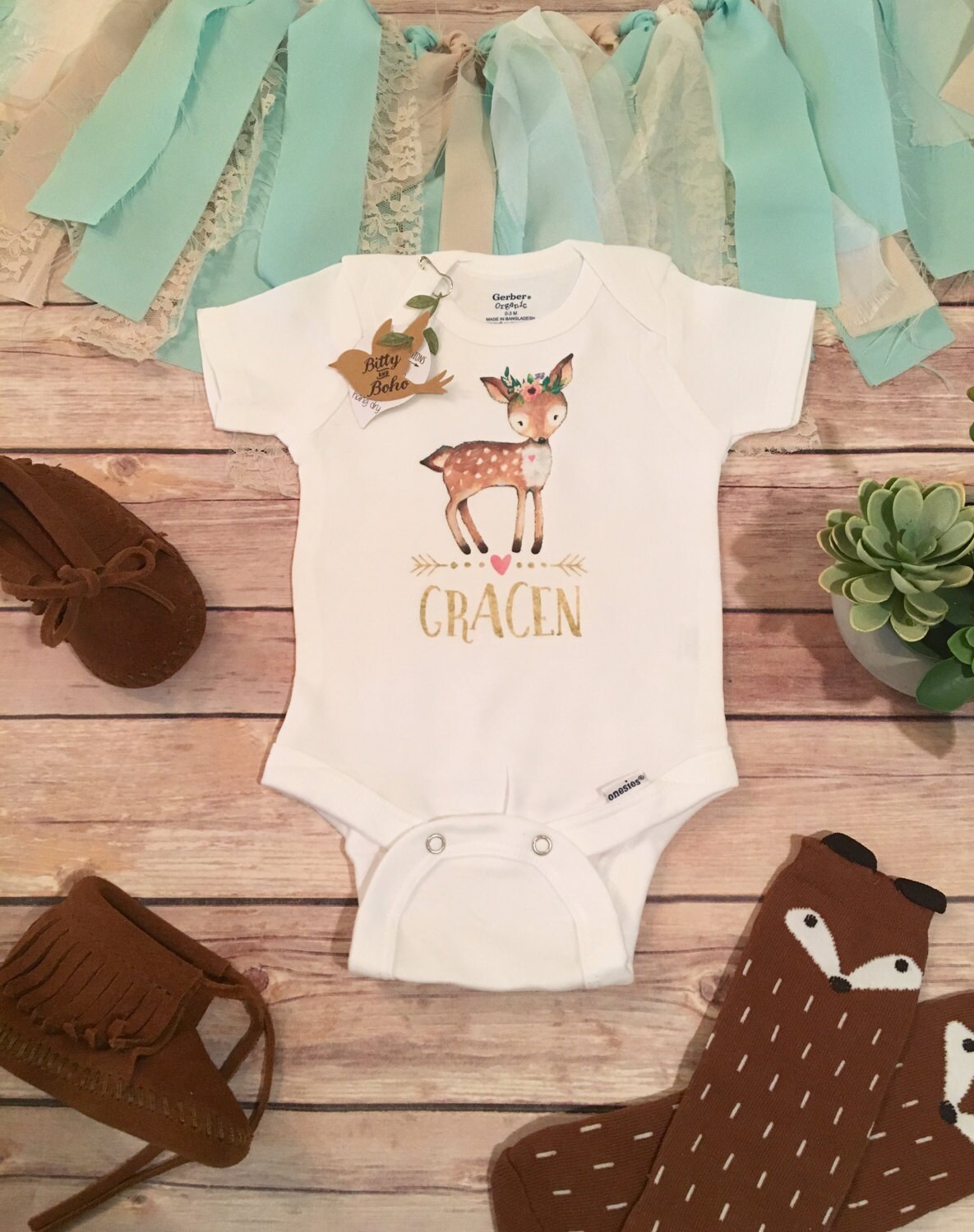 Baby Deer Onesie® Name Onesie Baby Shower Gift Custom Baby