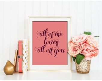 Valentines day decor Coral wall decor Printable Art Love Sign Romantic Gifts Gift For Her Quotes Gift for him Coral and navy Beauty quote