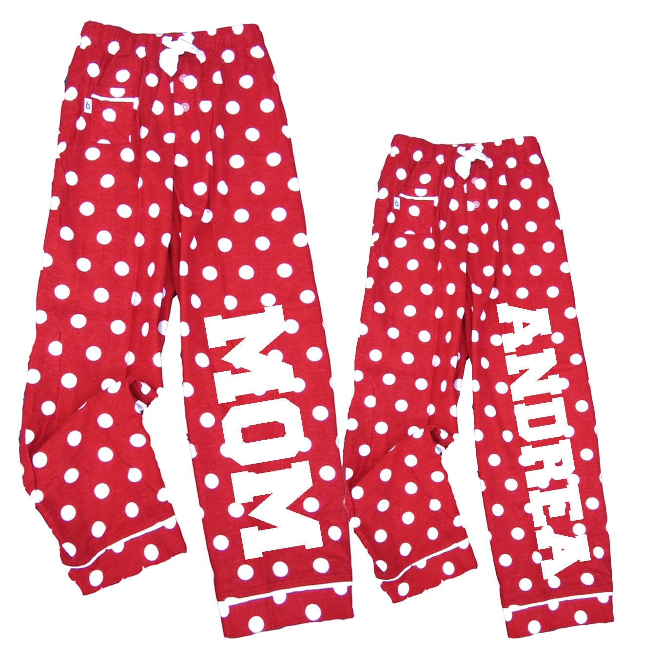 red polka dot pajama pants