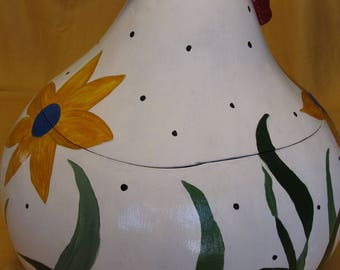 Hand Painted Gourd Sleeping Hen MayBell
