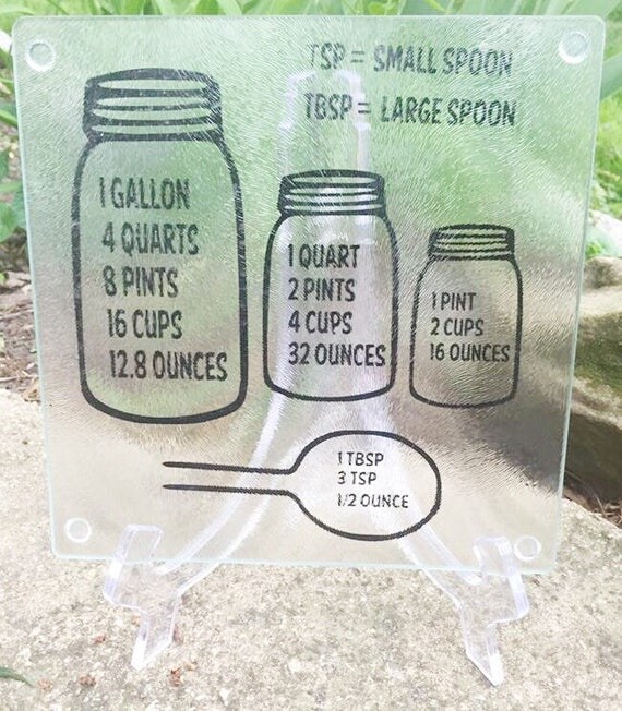 Items similar to Glass Cutting Board, Kitchen Measurements, Kitchen