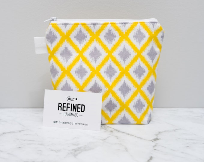 Yellow Diamond Makeup Bag - make up bag - toiletry bag - cosmetic bag - cosmetic pouch - zipper pouch