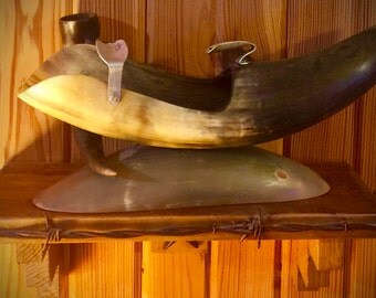 Tobacco,pipe holder,rare,vintage,horn and pewter pipe tray,ash tray