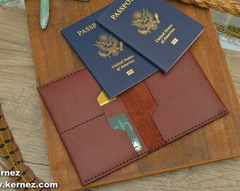 2 Passport Wallet, Multiple Passport Holder, Double Passport Wallet, Passport Keeper for Two Passports, Personalized Dual Passport Wallet
