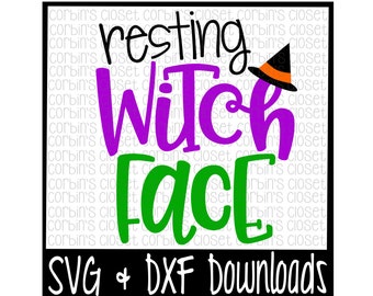 Halloween SVG * Resting Witch Face Cut File - SVG & DXF Files - Silhouette Cameo/Cricut