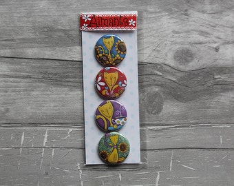 together 4 magnets macaroon cat Boris 1.25 inch