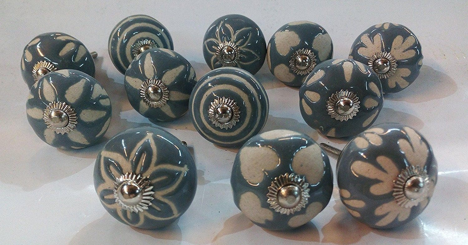 ceramic kitchen cabinet knobs flower design