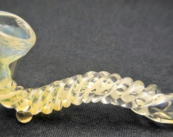 White Twisted Sherlock Spiral Fumed Glass Chillum One Hitter Pipe Bowl