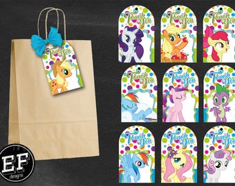 20 My Little Pony Thank You Tags,My Little Pony Favor Tags, My Little Pony Tags, My Little Pony thank you Different designs INSTANT DOWNLOAD