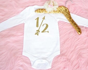 6 month photo outfit girl - Half birthday outfit - 6 month birthday outfit - Photo Shoot Outfit 1/2 Birthday - Six Month Birthday Shirt