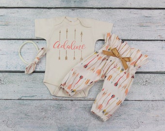 baby girl coming home outfit/newborn take home set/ arrow outfit/personalized onesie