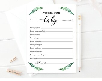 Wishes for Baby Card, Baby Shower Games, Baby Advice Card, Well Wishes, Gender Neutral, Printable, Instant Download, Digital, PDF #013WFB