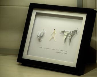 Gaff's Blade Runner Origami Framed Collection - Three Origami Figures Mounted in an 8x10in (20x25cm) Box Frame
