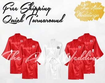 FIESTA SATIN ROBE - Bridesmaid Robes - Silk Robes for Bridesmaids - Kimono Robes for Bridesmaids - Getting Ready Robes - Wedding Party Gifts