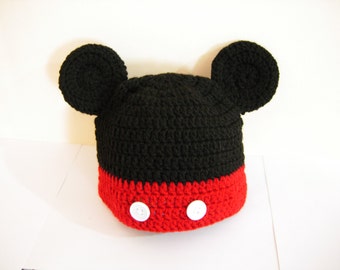 crochet mickey mouse hat, crochet mickey hat, crochet kids hat, crochet baby hat, baby beanie, knitted baby clothes, baby mickey outfit