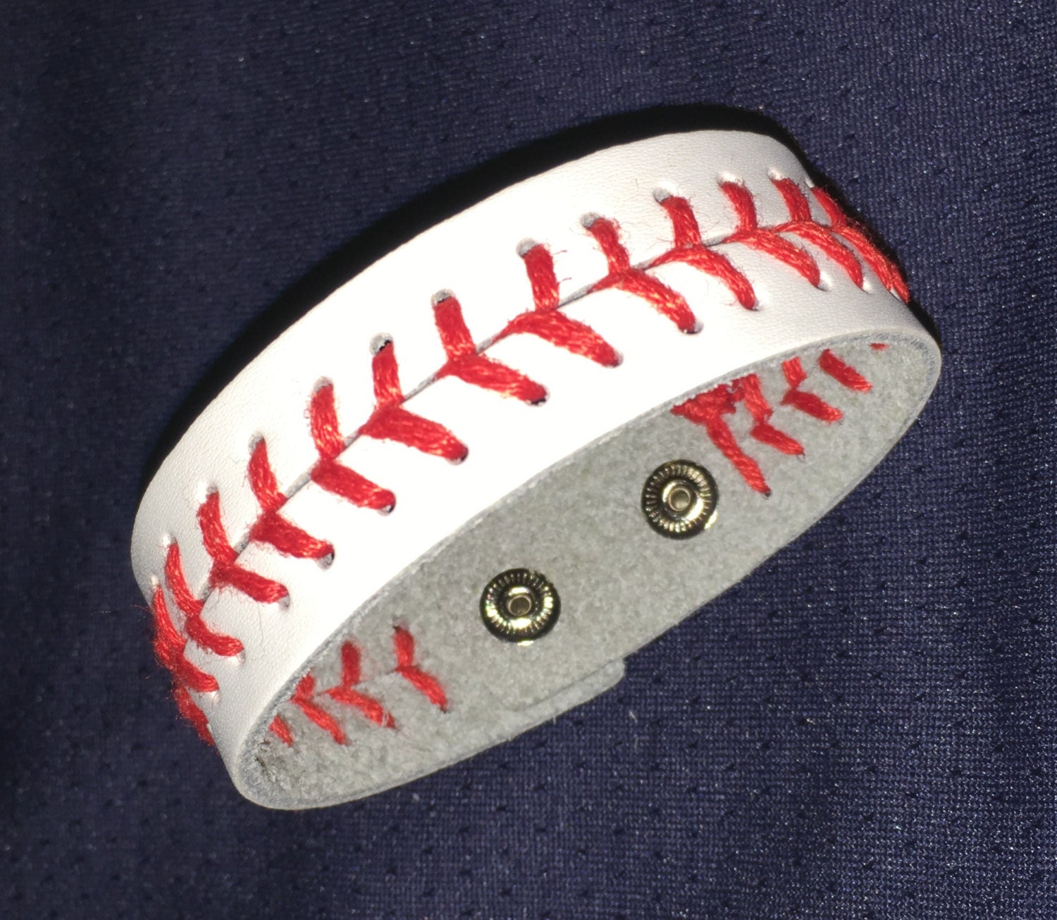 White Leather Baseball Seam Bracelet Jewlery