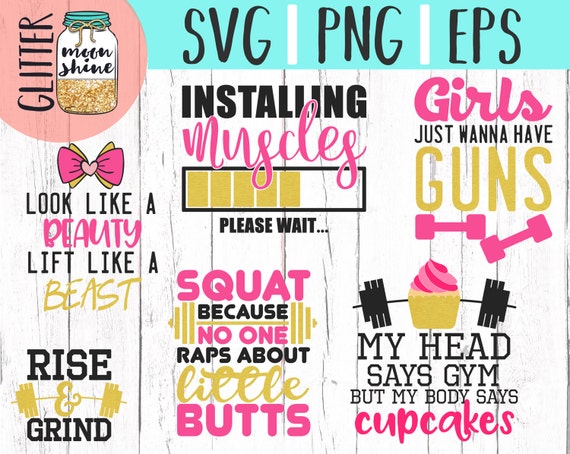 Download Fitness Bundle of svg dxf eps png Files for Cutting Machines