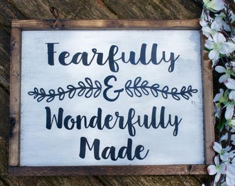 Fearfully and Wonderfully Made//Hand Painted Sign//Nursery Sign//Baby Shower Gift//