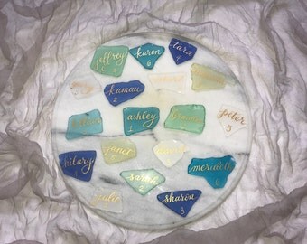 Custom Calligraphy Sea Glass Name Plates, Sea Glass Name Plates, Sea Glass Calligraphy Names