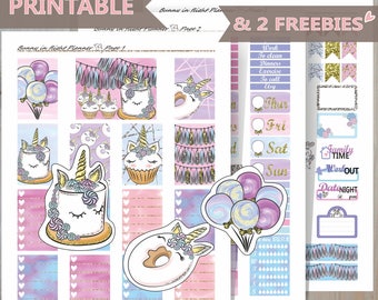 UNICORN PARTY Printable Happy Planner Sticker Kit,Birthday Happy Planner Kit,Celebrate weekly sticker kit,Fall Printable planner Sticker kit
