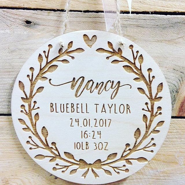 Personalised Birth Announcement plaque New Baby Gift Baby