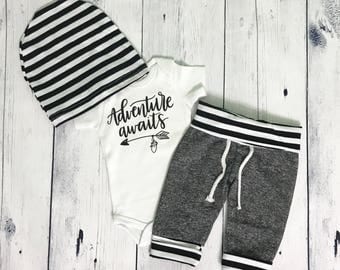 Adventure Awaits Coming Home Outfit Baby Boy Outfit Newborn Boy Take Home Outfit Coming Home Set Adventure Outfit Take Me Home Set