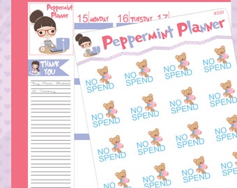 No spend Teddy Bear Planner Stickers #330