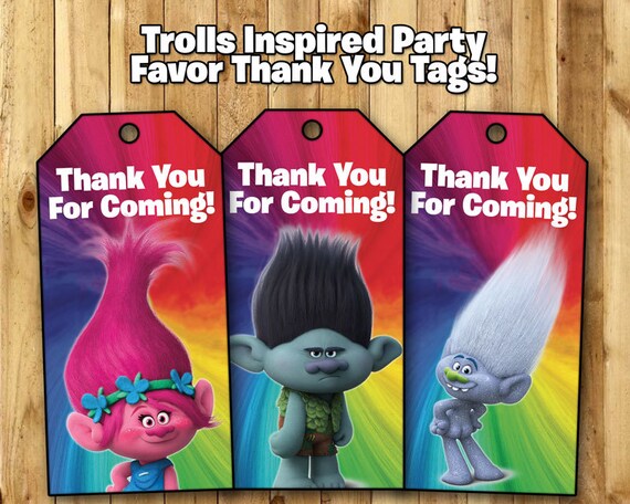 Trolls Inspired Favor Tags Trolls Birthday Party by instbirthday