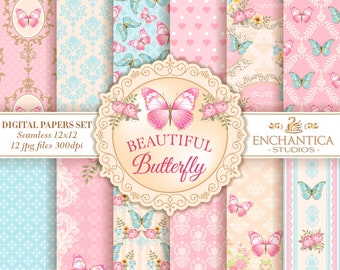 Papel Digital Mariposas, Butterfly Digital Papers, Mariposas Papel Digital, Digital Papers Butterfly, Patterns Scrapbooking, Floral Papers