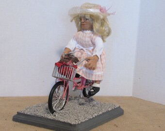 OOAK Art Doll, Polymer Clay Doll, "Miss Maude and Henry" Handmade by Sherry Harrison **Free Shipping