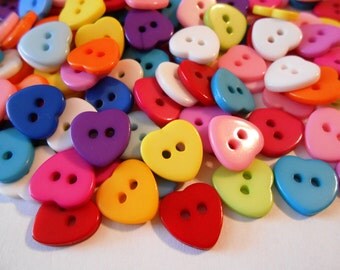 Multicolored Heart Buttons Resin Buttons 11 mm Heart Shaped Buttons Kids Buttons Mixed Colors Button Crafts Sewing Knitting Crochet Supplies