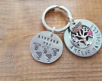 Daycare provider gift, daycare mom, Custom daycare provider gift, personalized, Hand stamped keychain