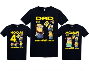 Minion Birthday Shirt, Minions Custom Shirt, Personalized Minions Shirt, Minion family shirts, Birthday t-shirt for girls and boys