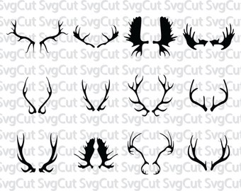 Deer svg, Antlers set, Svg antlers clipart, deer monogram clipart, deer head silhouette, antler svg vector file digital download svg, dxf