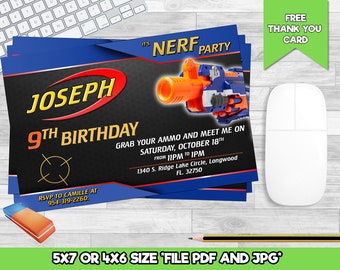 Nerf Invitation - Nerf Wars Birthday Invitation - Nerf Party Invite - Nerf Gun Party Boy Girl Birthday Printable invite - Camo Invitation